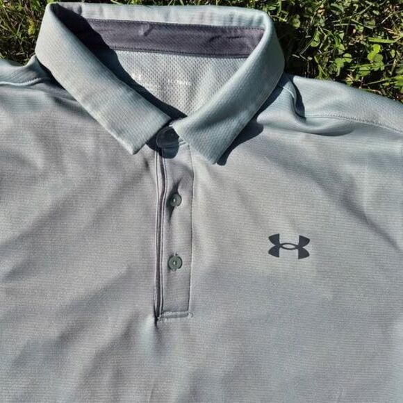 Under Armour Men's Golf Polo Silca Green Loose Fit Short Sleeve - XL - Picture 2 of 8